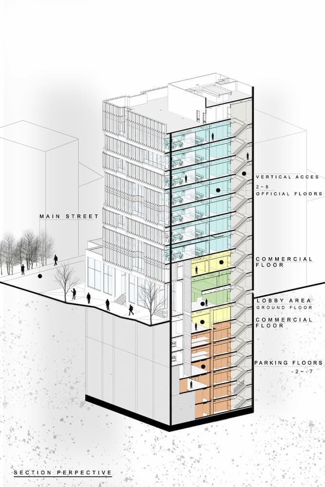 برش سه بعدی ساختمان اداری ویرا